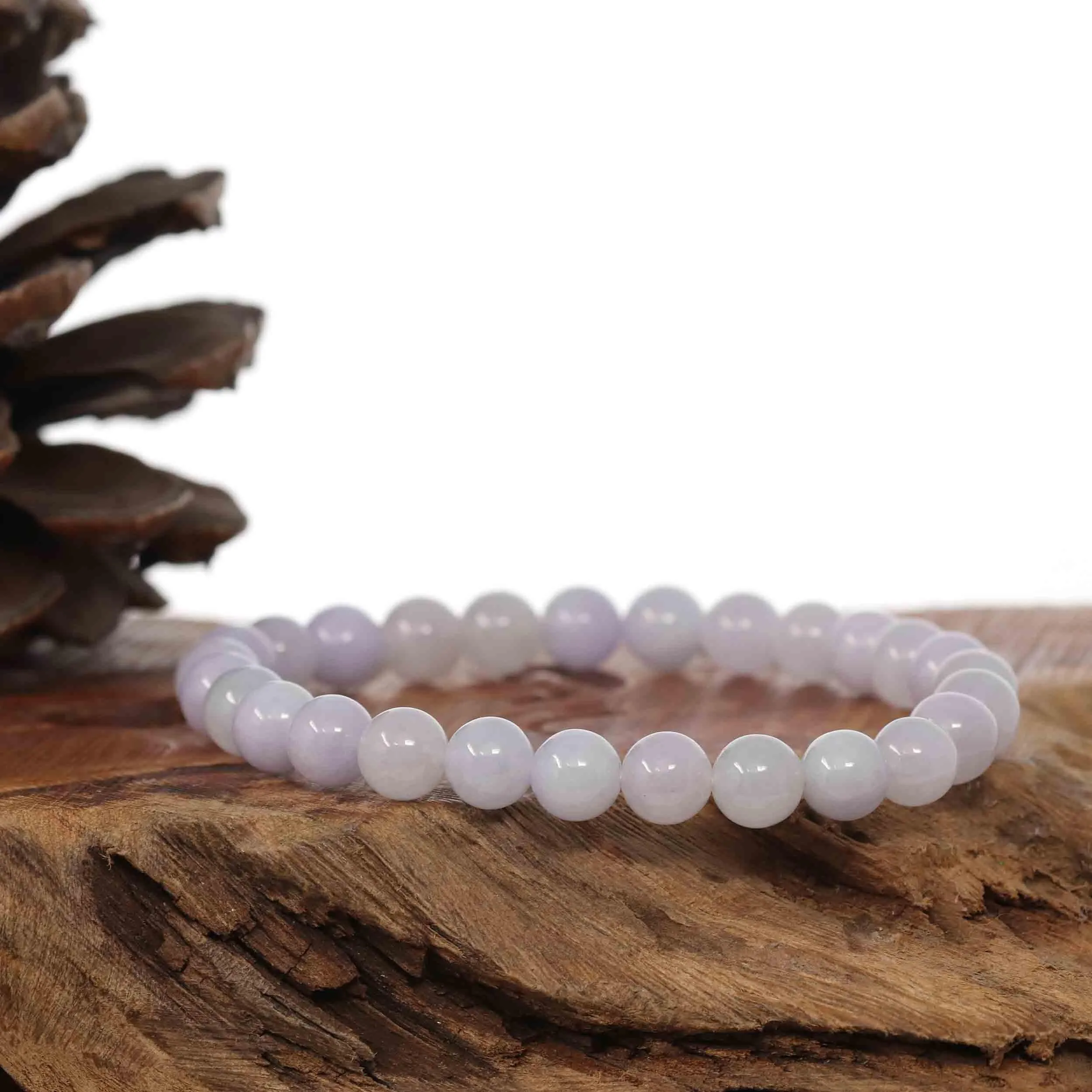 Jadeite Jade 7.5 mm Round Lavender Beads Bracelet ( 7.5 mm )