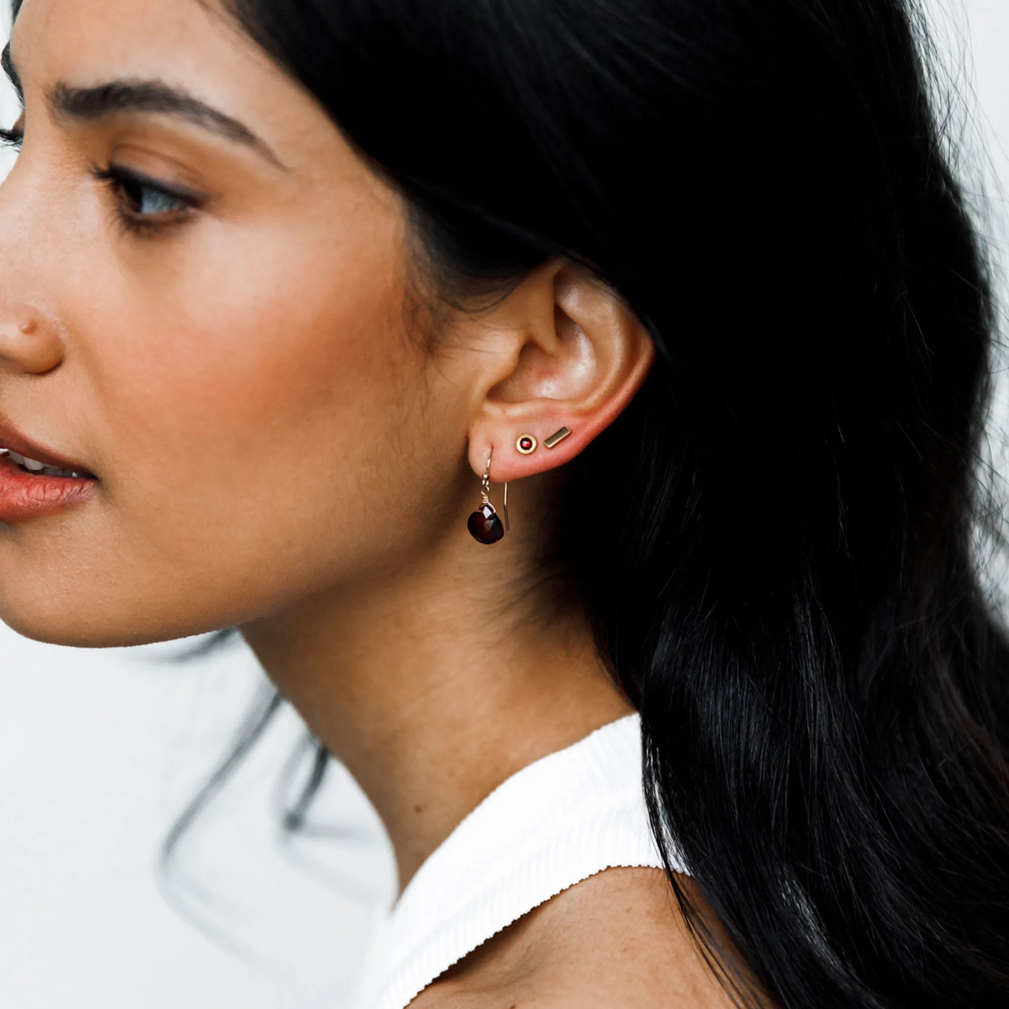 January Garnet Birthstone Isla Drop Earrings