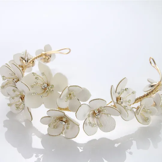 Kelysee Leather Floral Crown Tiara