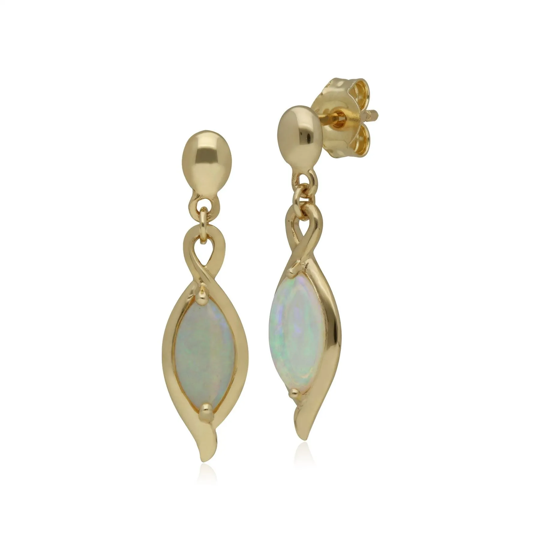 Klassischer Marquise Opal Tropfen Ohrringe in 9ct Gelb Gold