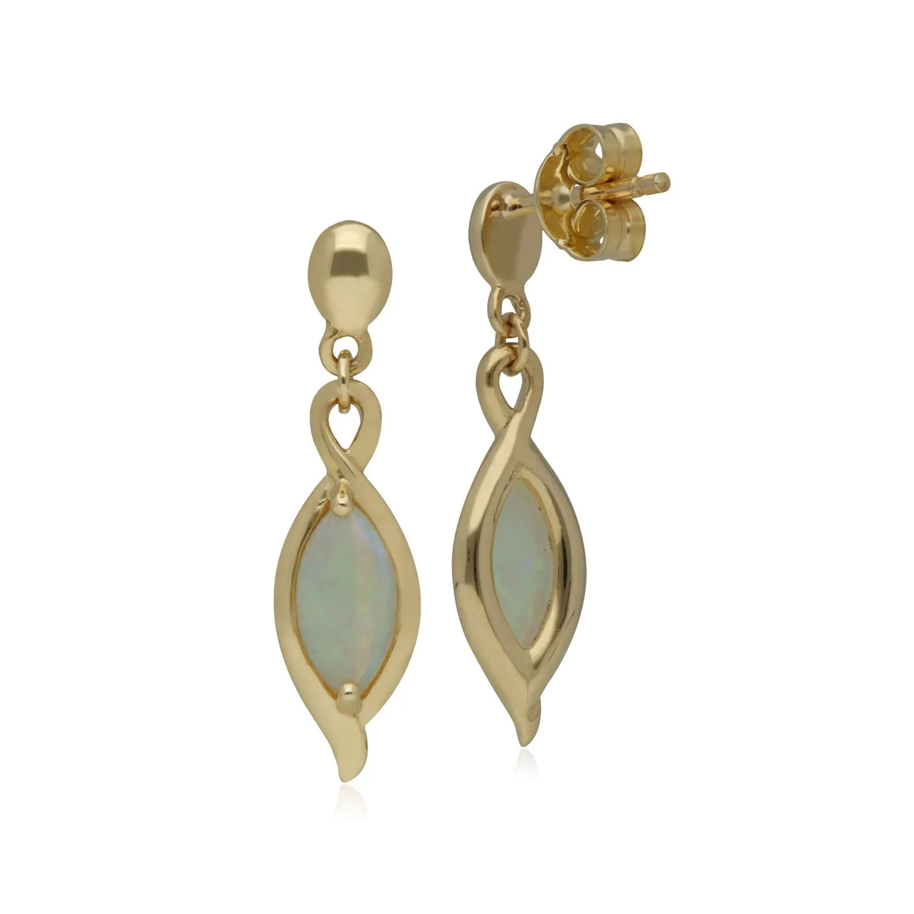 Klassischer Marquise Opal Tropfen Ohrringe in 9ct Gelb Gold