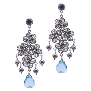 Lace flower chandelier earrings