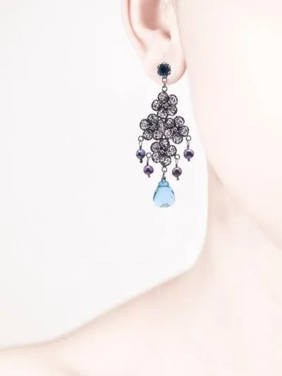 Lace flower chandelier earrings