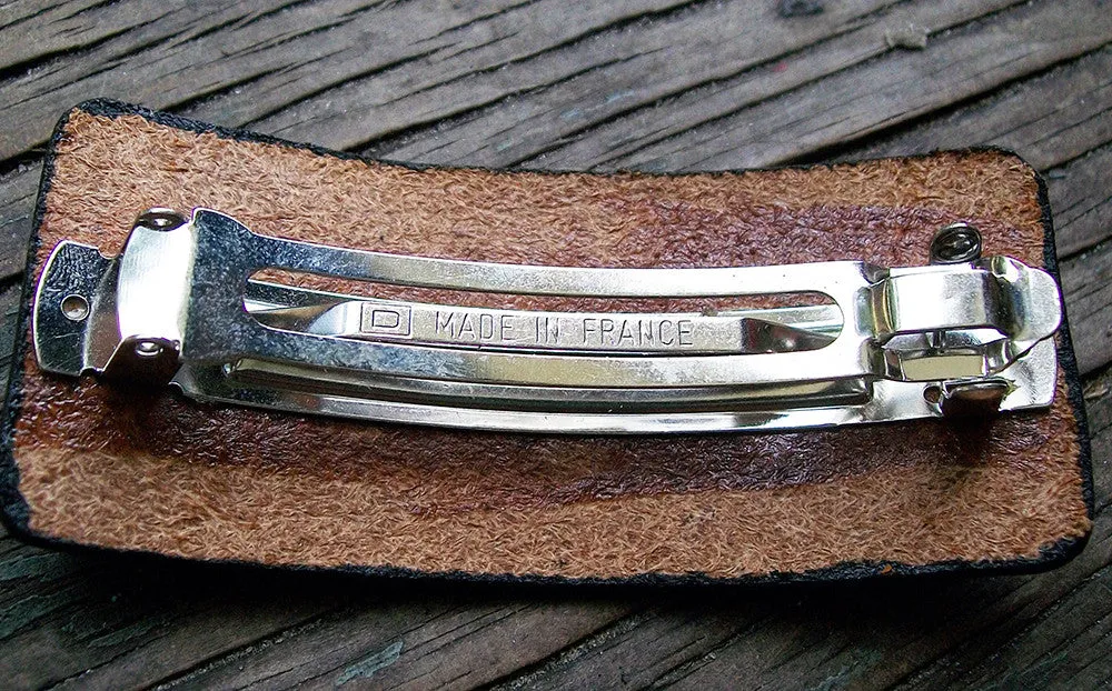 Leather French Barrettes with Crystals