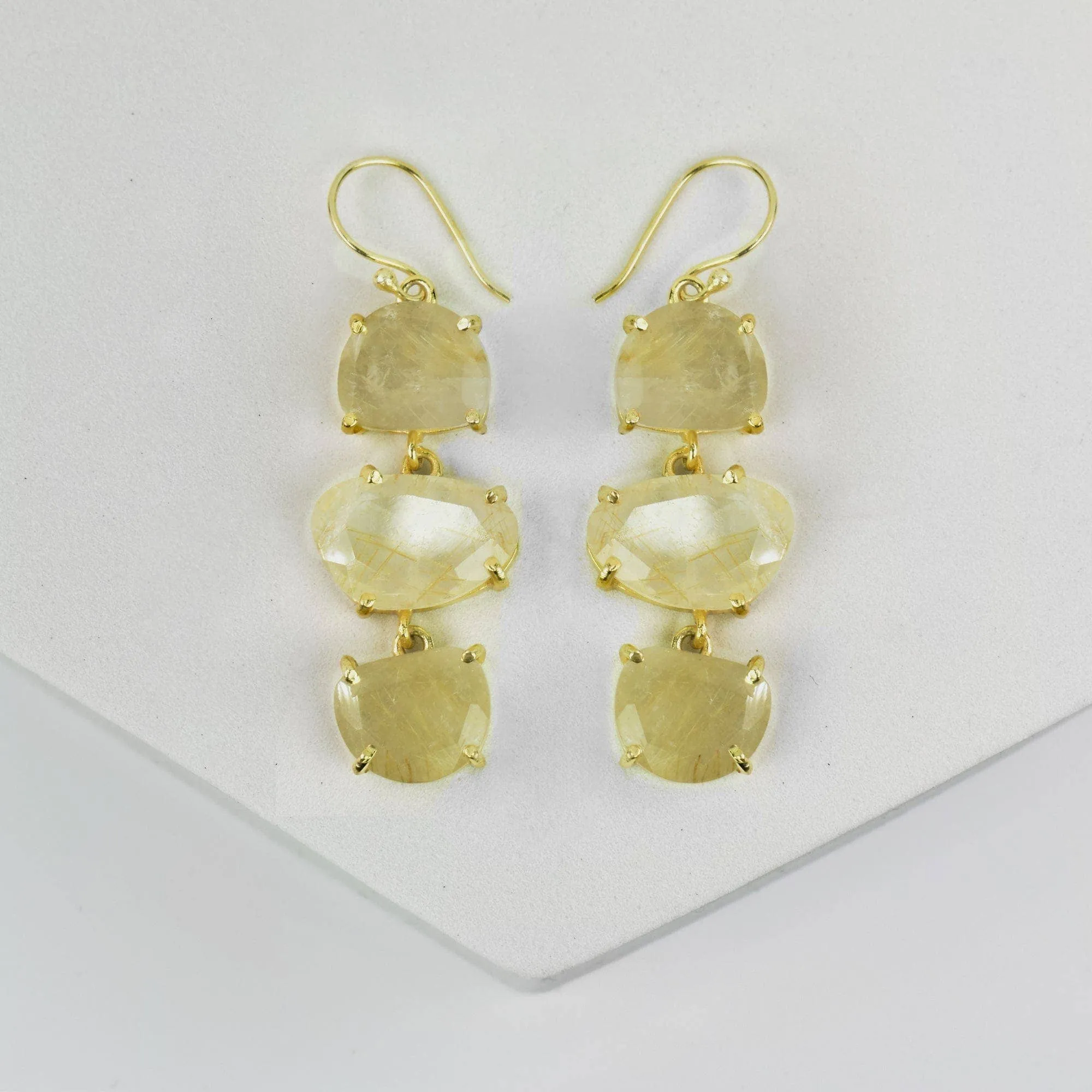 Long Triple Drop Earrings - VER0011 Gold