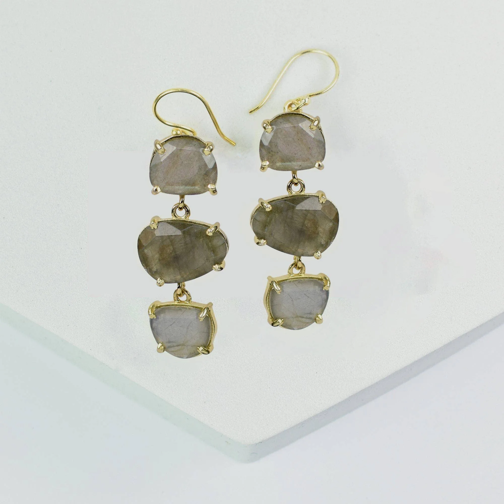 Long Triple Drop Earrings - VER0011 Grey