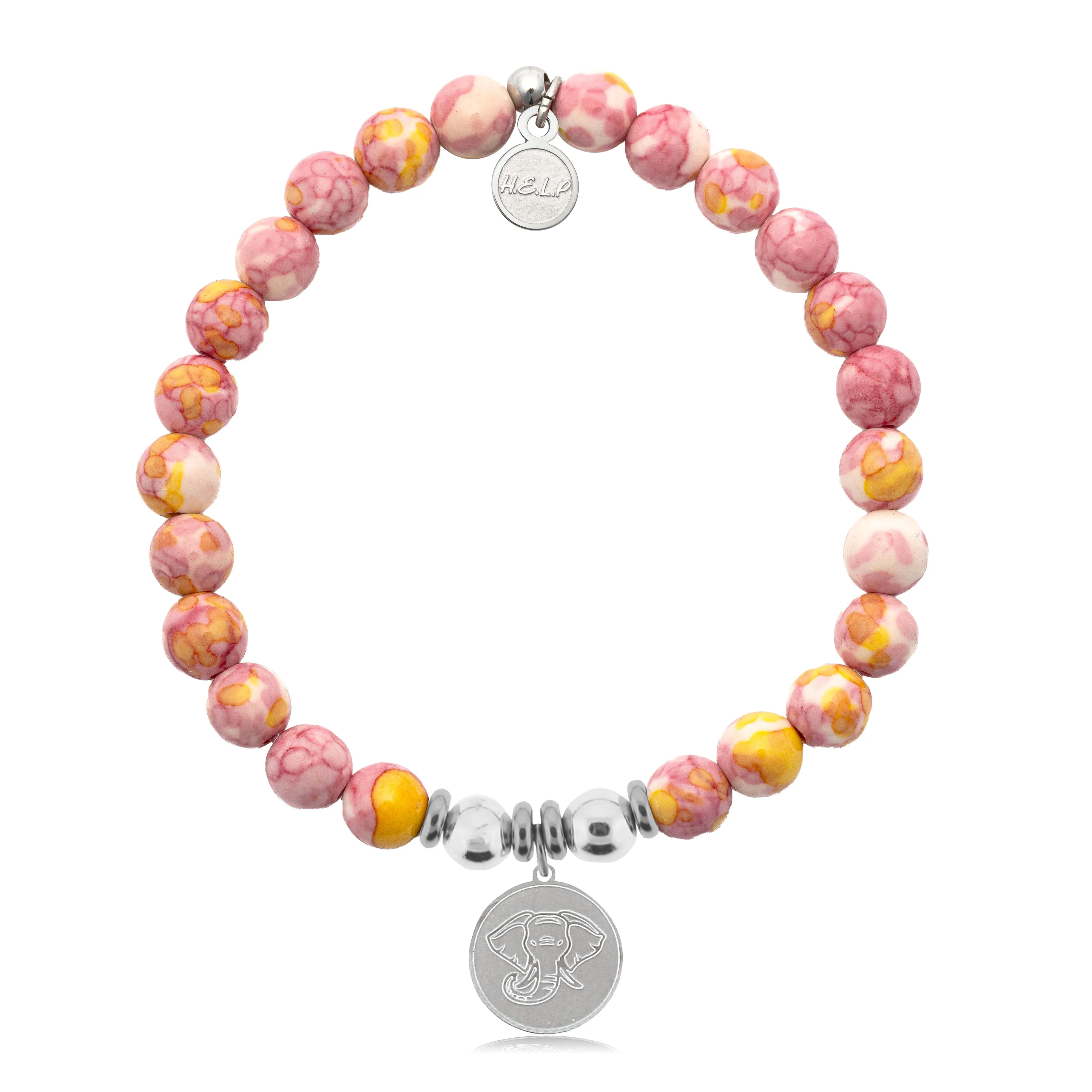 Lucky Elephant Charm with Lemonade Jade Charity Bracelet