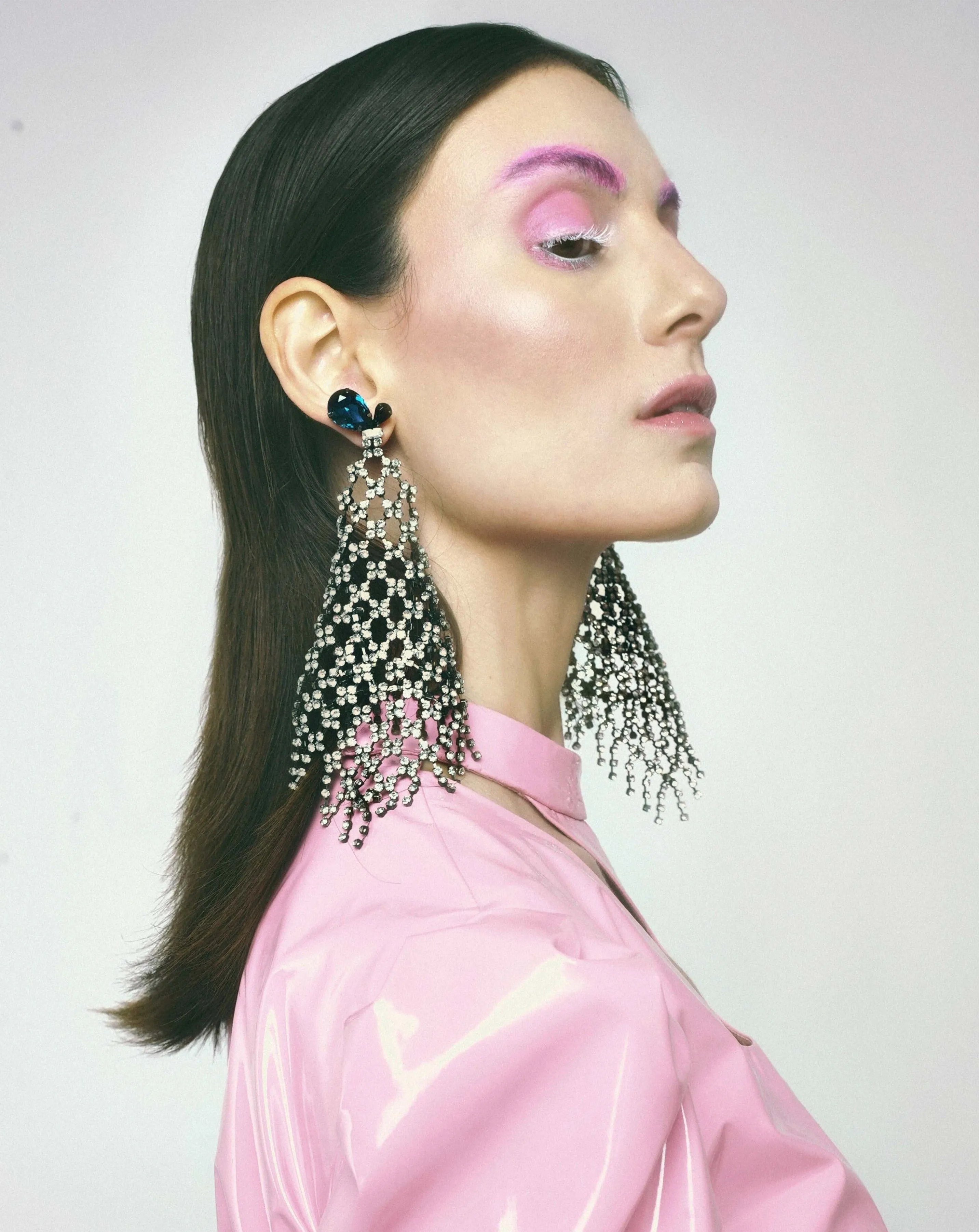 Luna Plaided Chandelier Earrings In Sparkling White
