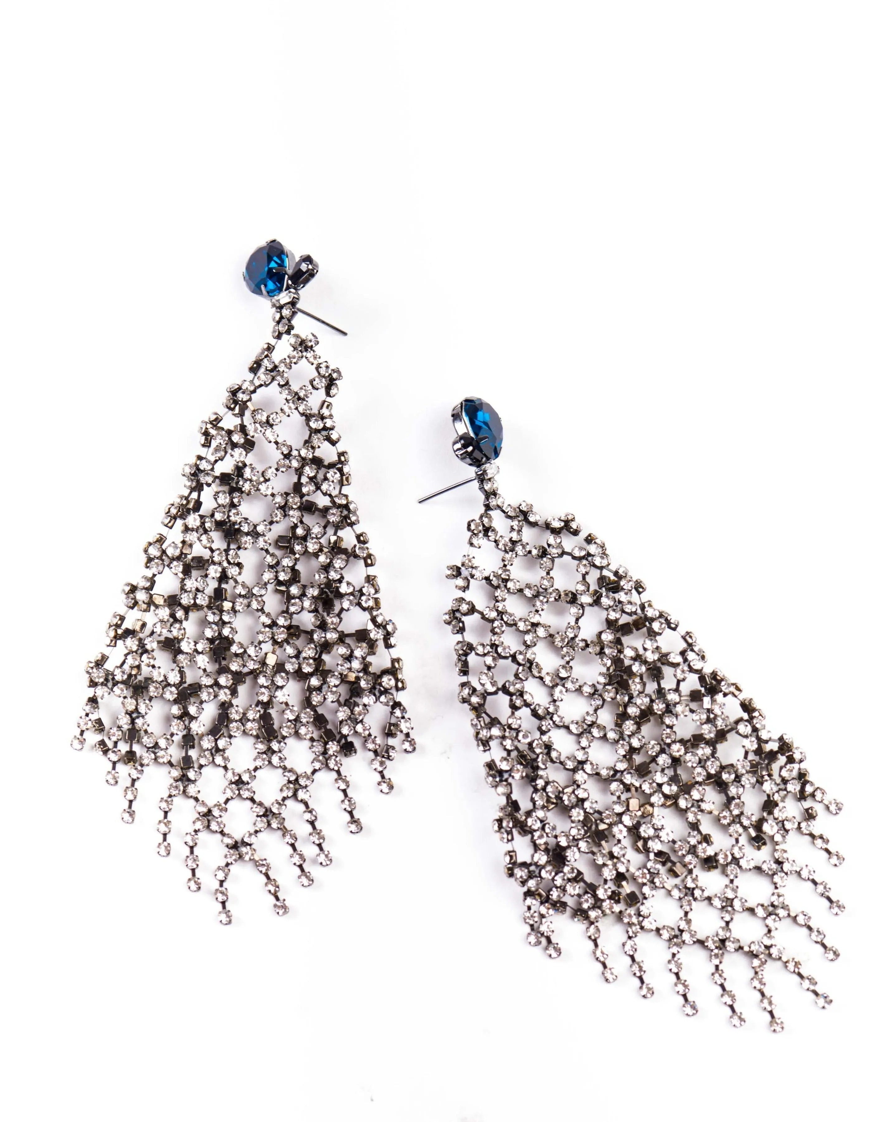 Luna Plaided Chandelier Earrings In Sparkling White