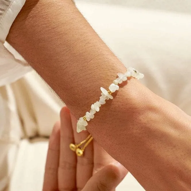 Mainfestones White Jade Gold Plated 24.5cm Adjustable Bracelet 6892