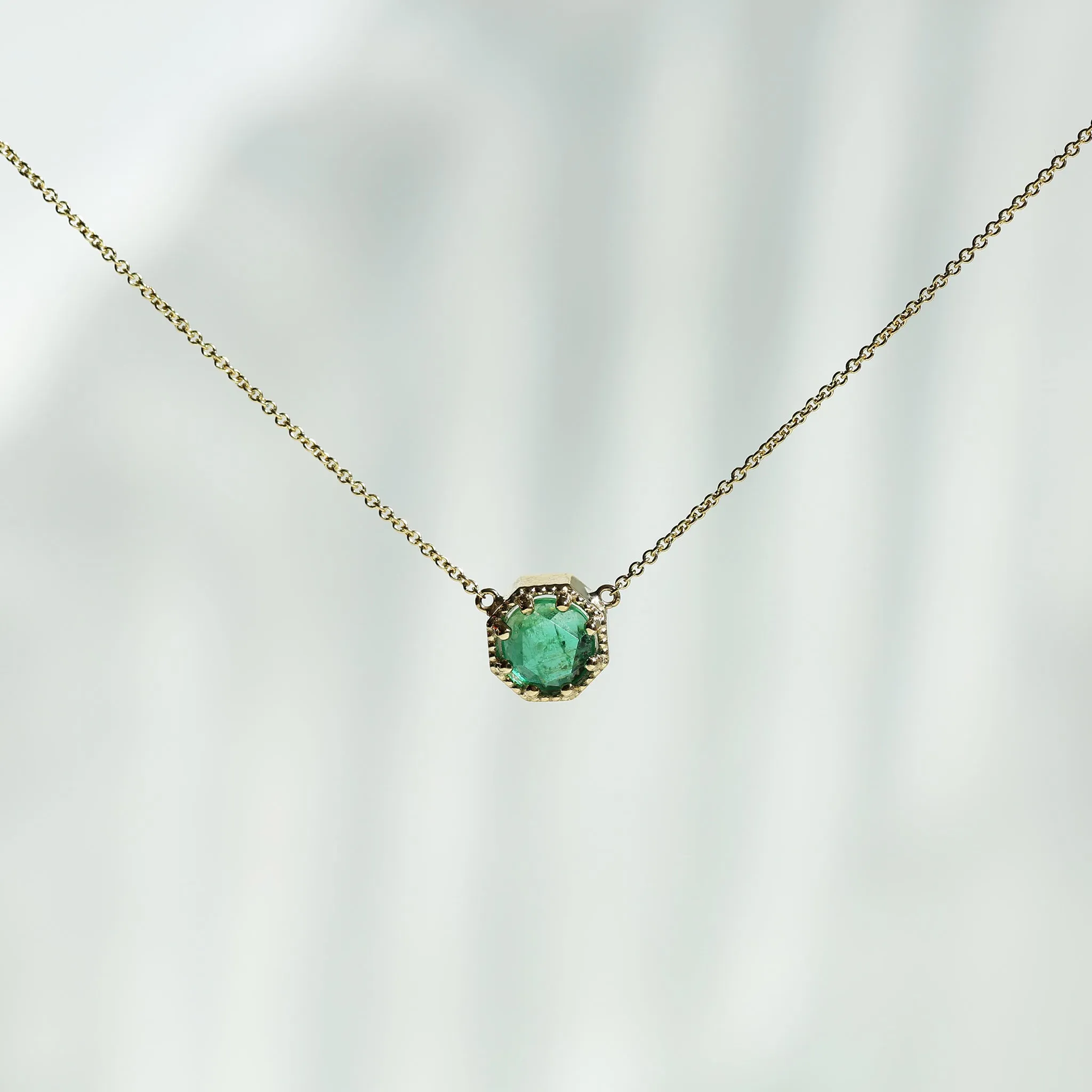 Maman Crown Bezel Emerald Necklace