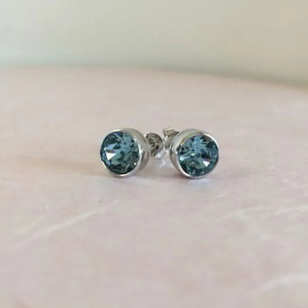 March Birthstone Sterling Silver Pendant And Earrings Set