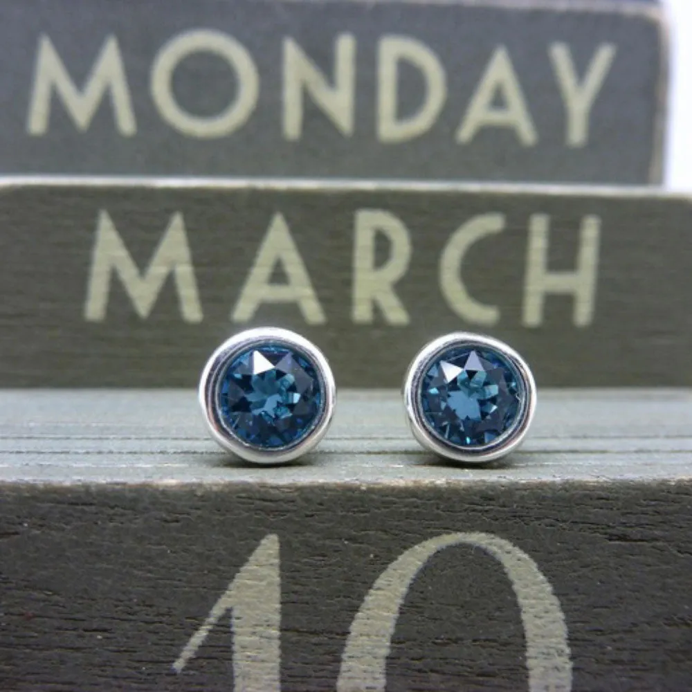 March Birthstone Sterling Silver Pendant And Earrings Set