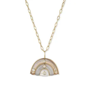 Medium Marianne Pendant with Brown, Grey, and Rainbow Moonstone