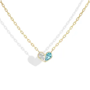 Medium Sweetheart Necklace Diamond & Aquamarine