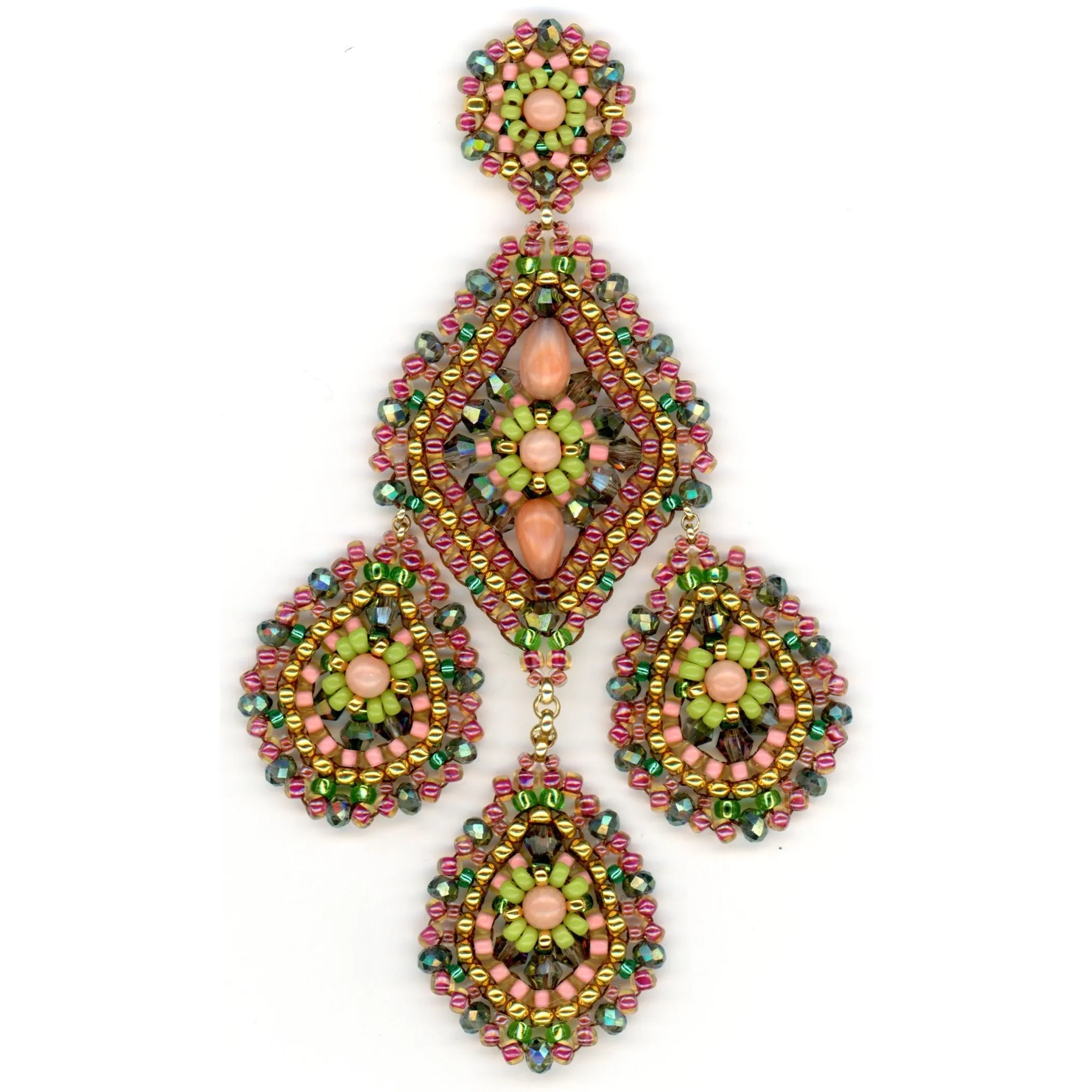 MIGUEL ASES MULTI PINK CORAL ZANZIBAR CHANDELIER DROP