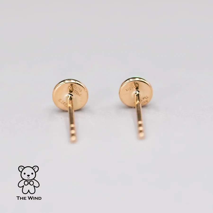 Minimalist Australian Solid Opal Round Stud Earrings 18K Yellow Gold