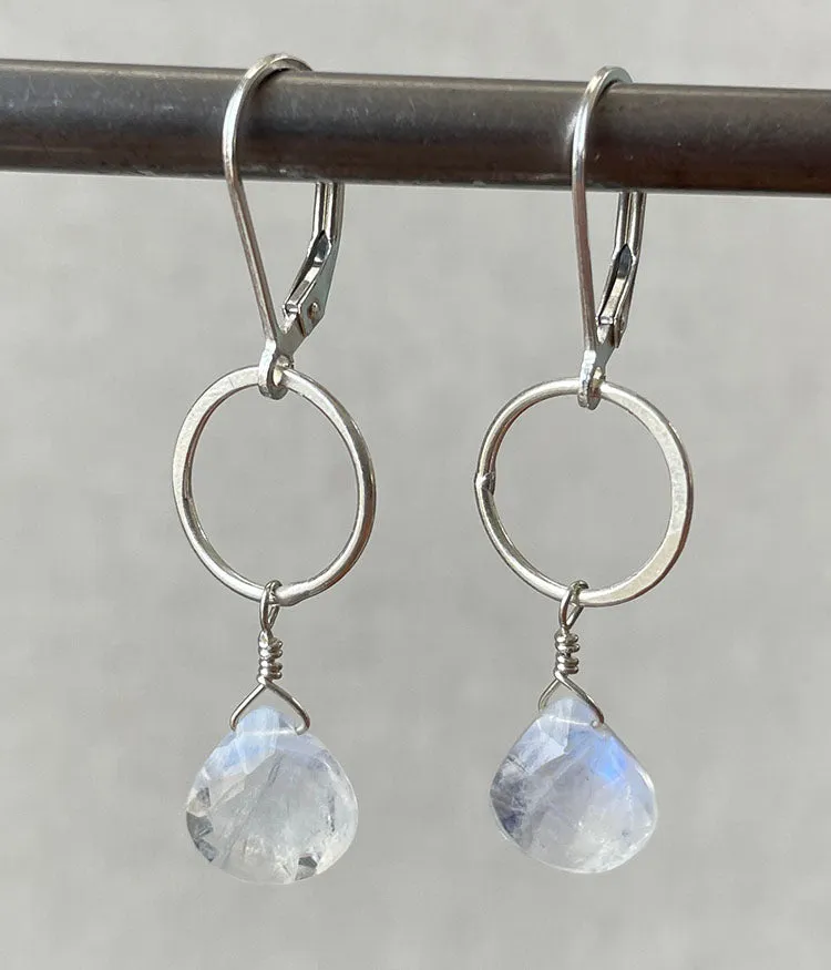 Moonstone Circle Earrings