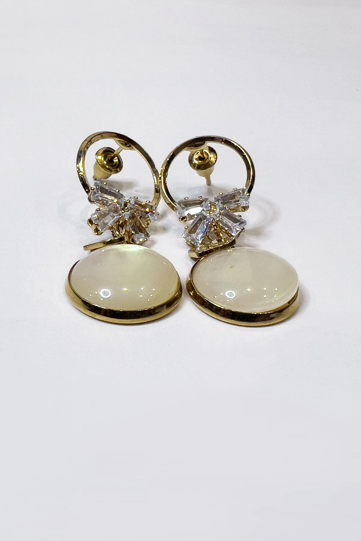 Moonstone Stud Earrings - S23 - WJW0074