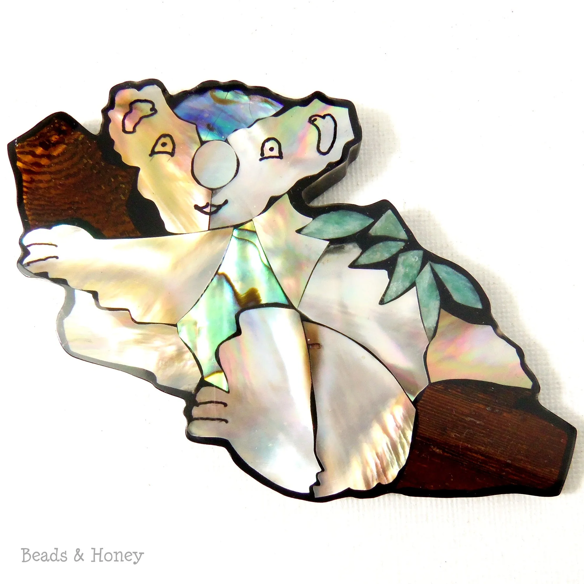 Mosaic Shell Inlaid Resin Cabochon Koala Bear 100x55mm (1pc)