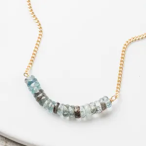 Moss Aquamarine Arch Necklace on Curb Chain