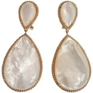 Mother-of-Pearl Drop Earrings with Elegant Rope Twist Border