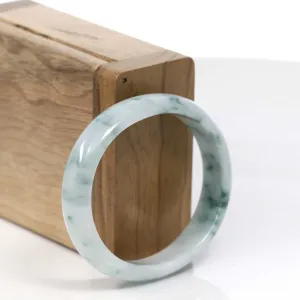 Natural Burmese Blue-green Jadeite Jade Oval Bangle Bracelet (54.40mm)#T054