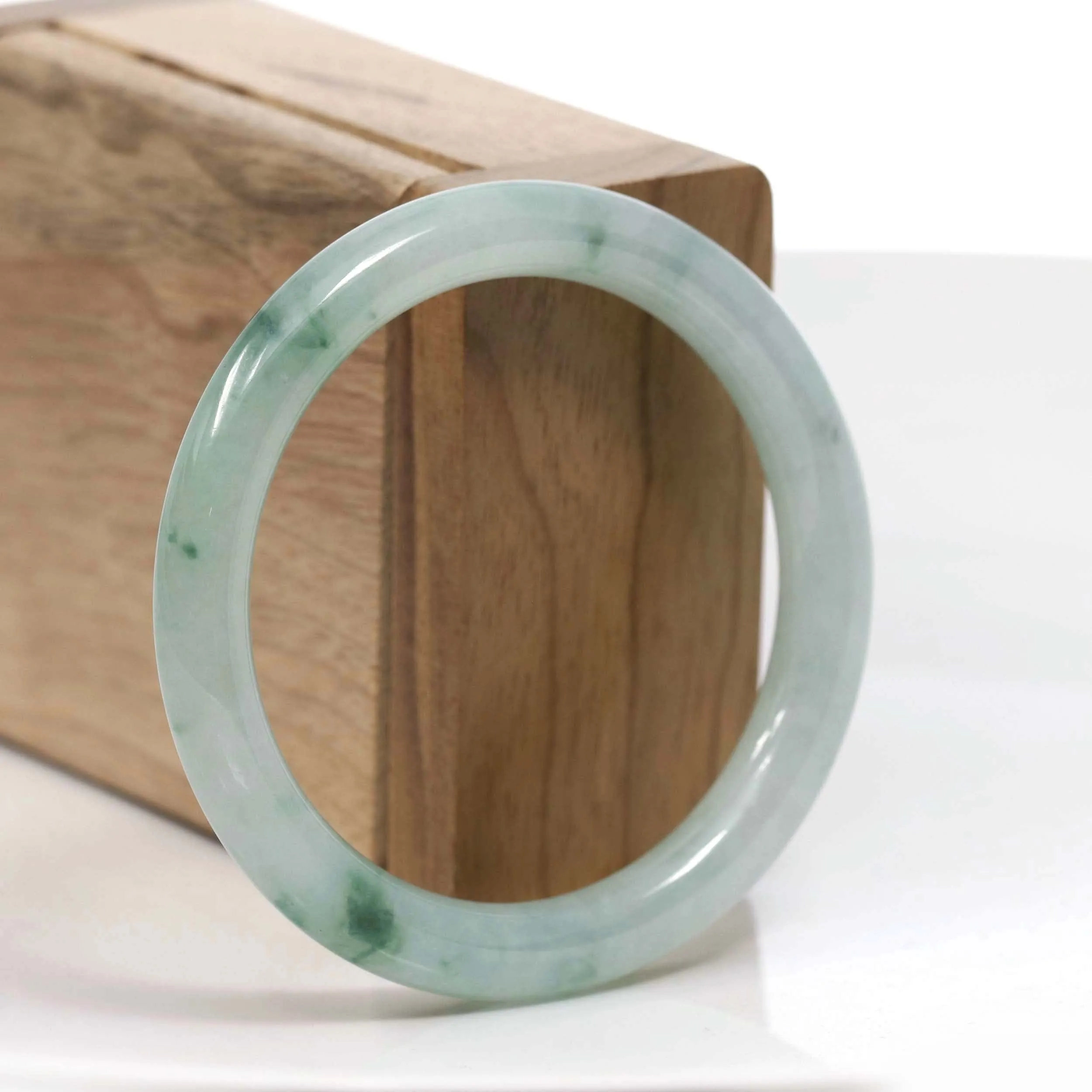 Natural Burmese Ice Blue Green Jadeite Jade Bangle Bracelet (54.76mm) #T045