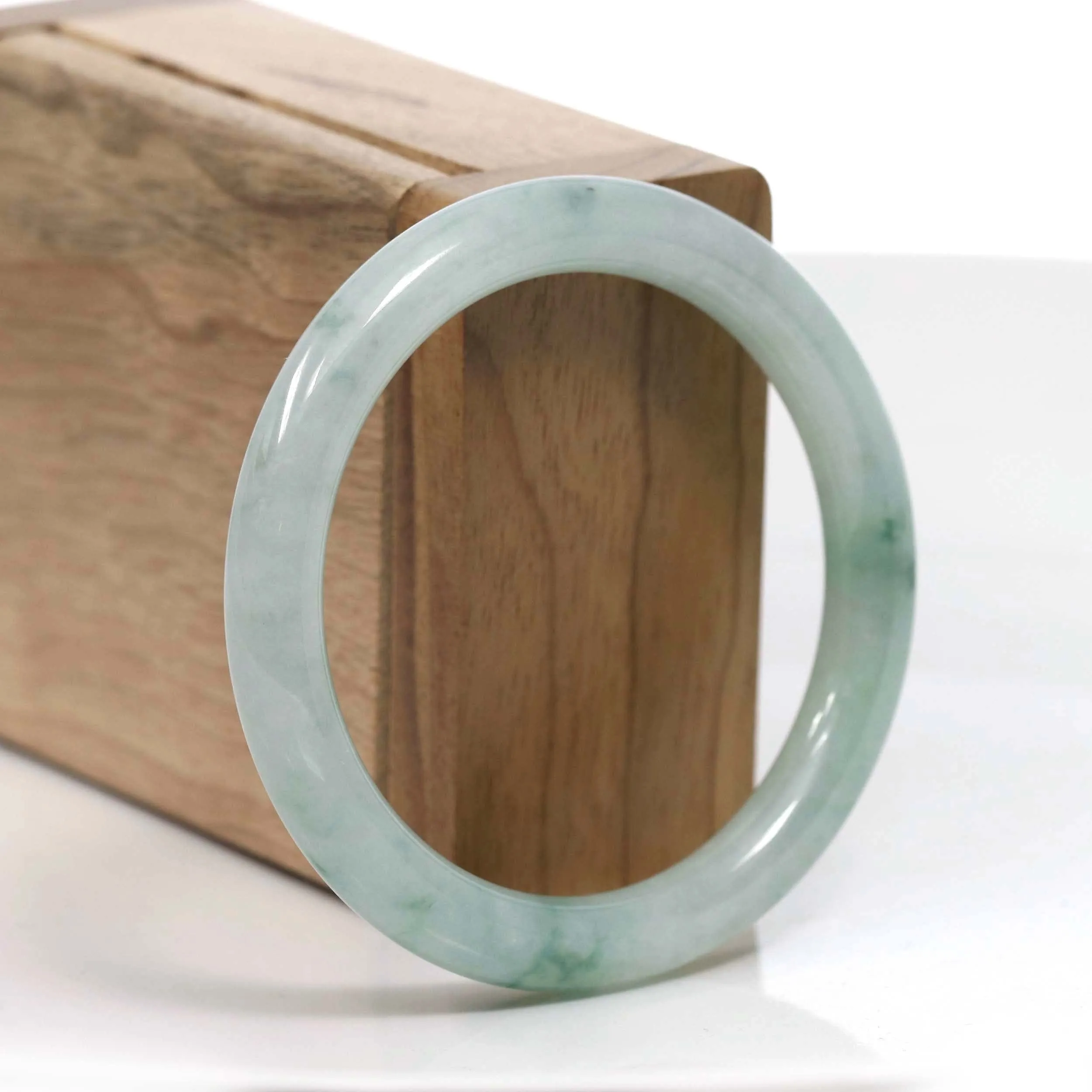 Natural Burmese Ice Blue Green Jadeite Jade Bangle Bracelet (54.76mm) #T045