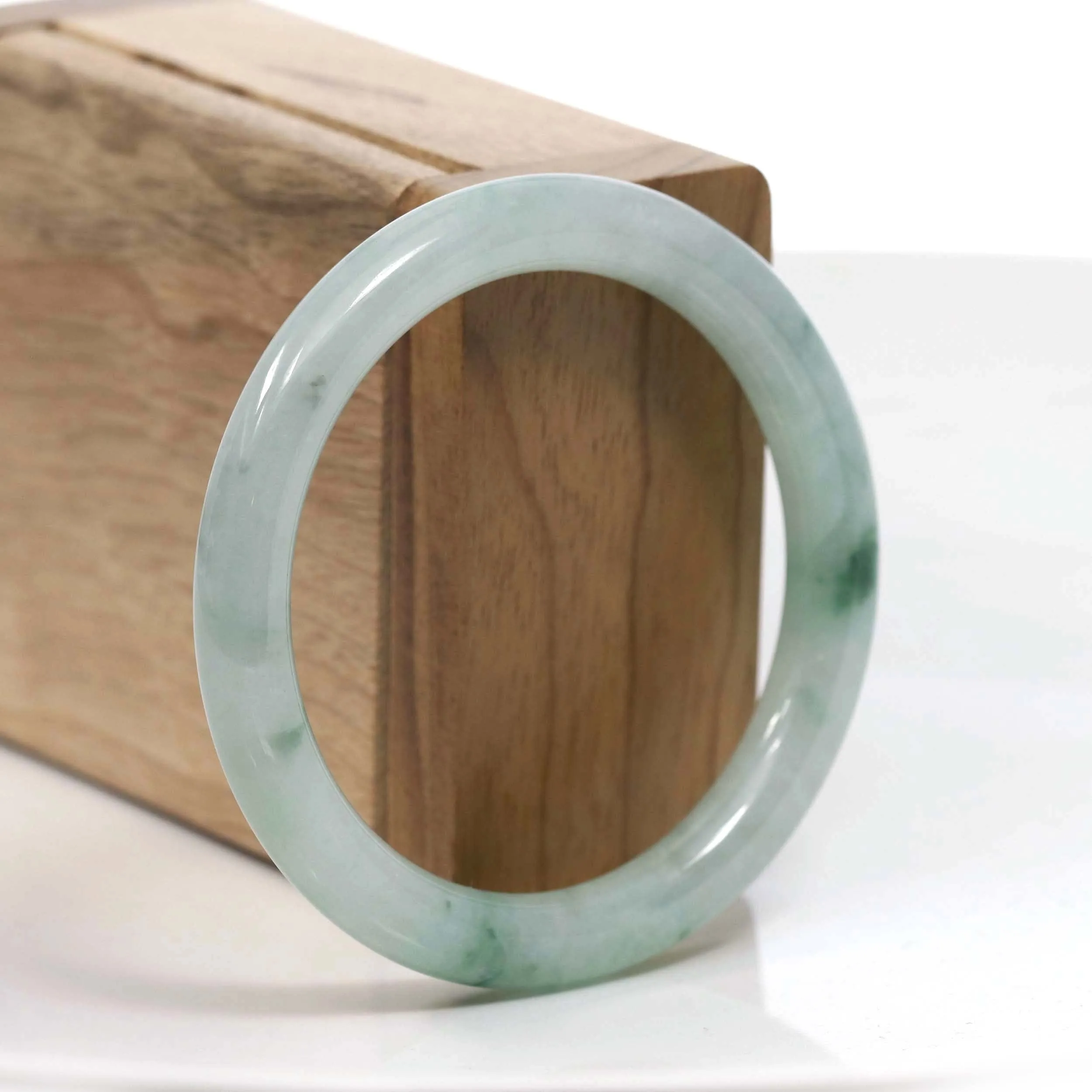 Natural Burmese Ice Blue Green Jadeite Jade Bangle Bracelet (54.76mm) #T045