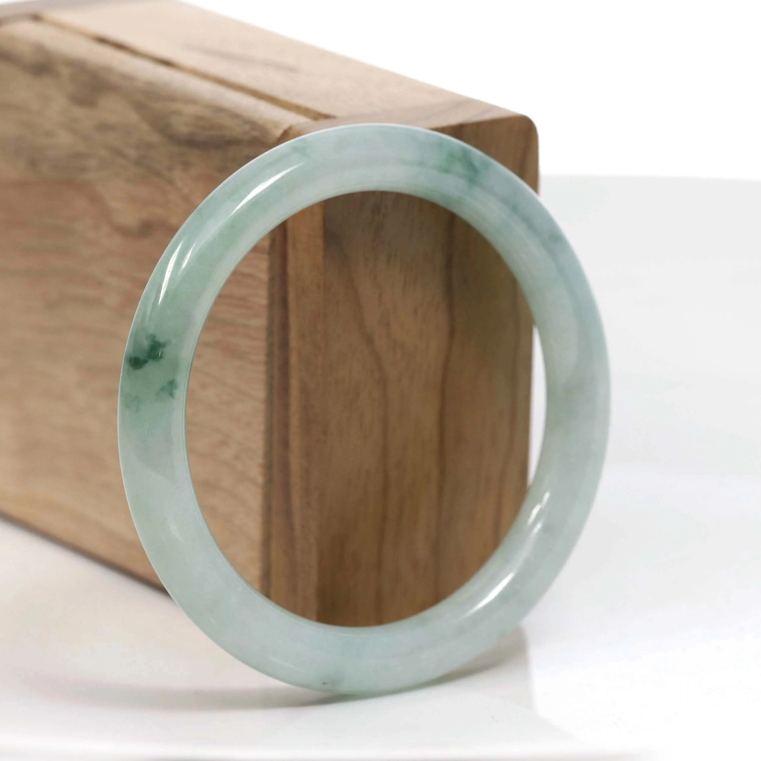 Natural Burmese Ice Blue Green Jadeite Jade Bangle Bracelet (54.76mm) #T045