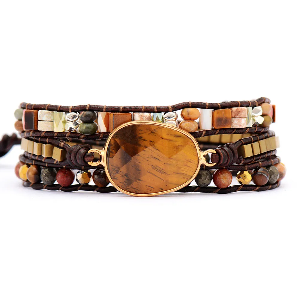 Natural Gemstone Tiger Eye Healing Bracelet for Women Charms Gifts for Mom