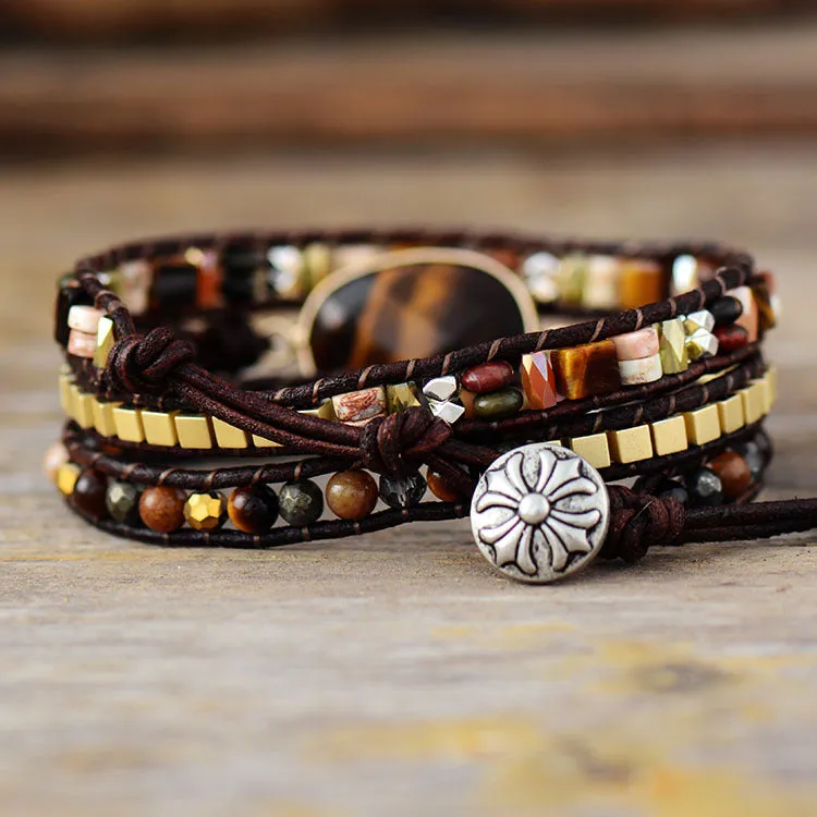 Natural Gemstone Tiger Eye Healing Bracelet for Women Charms Gifts for Mom