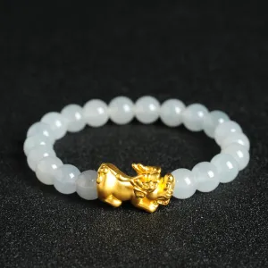 Natural Jade Bracelet Jadeite Gold Pixiu Bracelet BT32