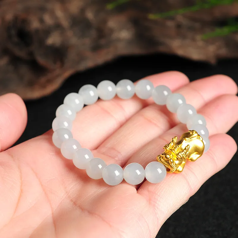 Natural Jade Bracelet Jadeite Gold Pixiu Bracelet BT32
