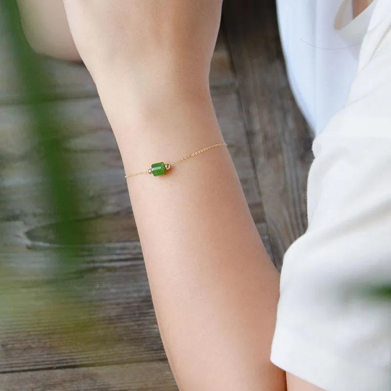 Natural Jade Bracelet Nephrite Silver Bracelet NB141