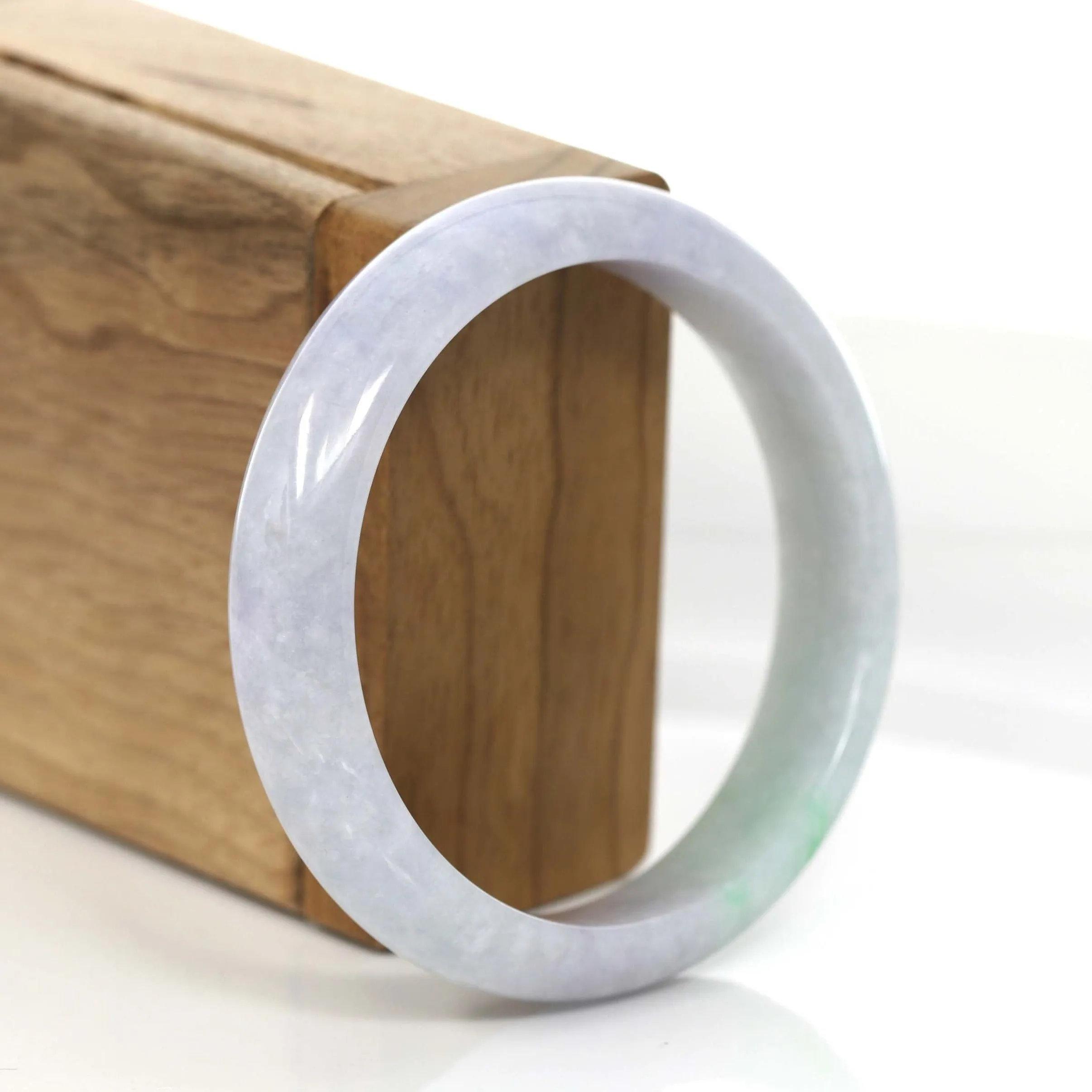 Natural Lavender- Green Jadeite Jade Bangle Bracelet (56.84 mm) #746
