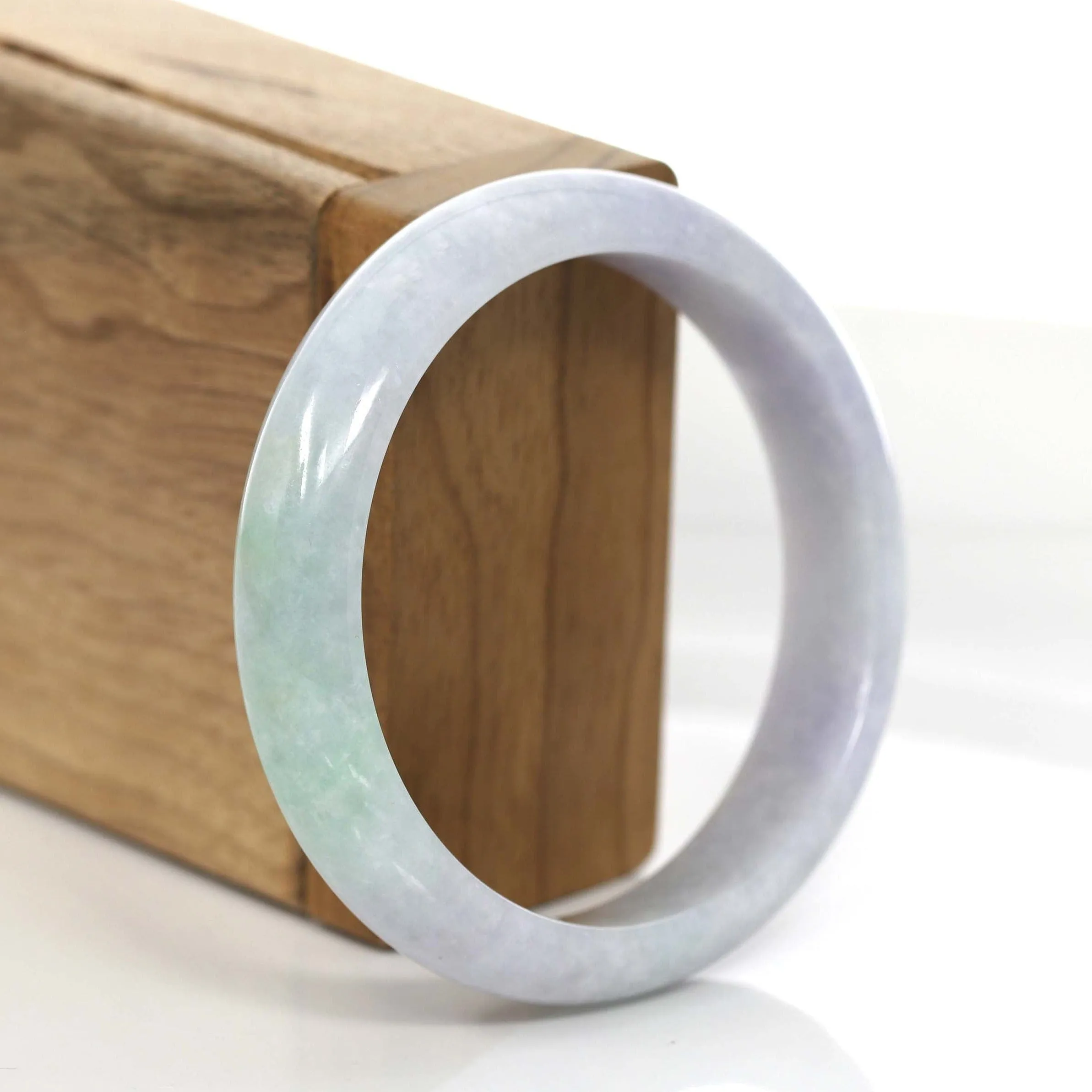 Natural Lavender- Green Jadeite Jade Bangle Bracelet (56.84 mm) #746