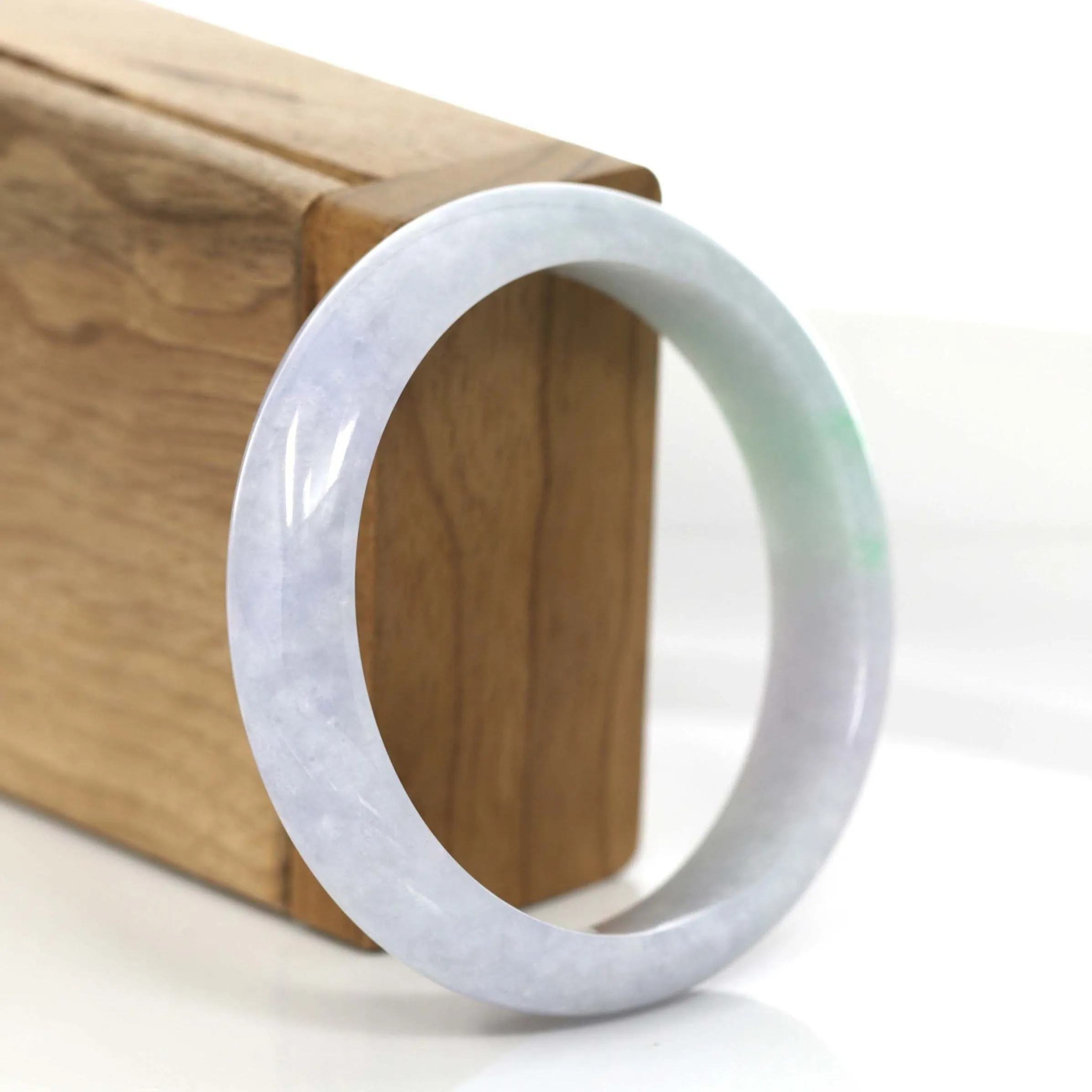 Natural Lavender- Green Jadeite Jade Bangle Bracelet (56.84 mm) #746