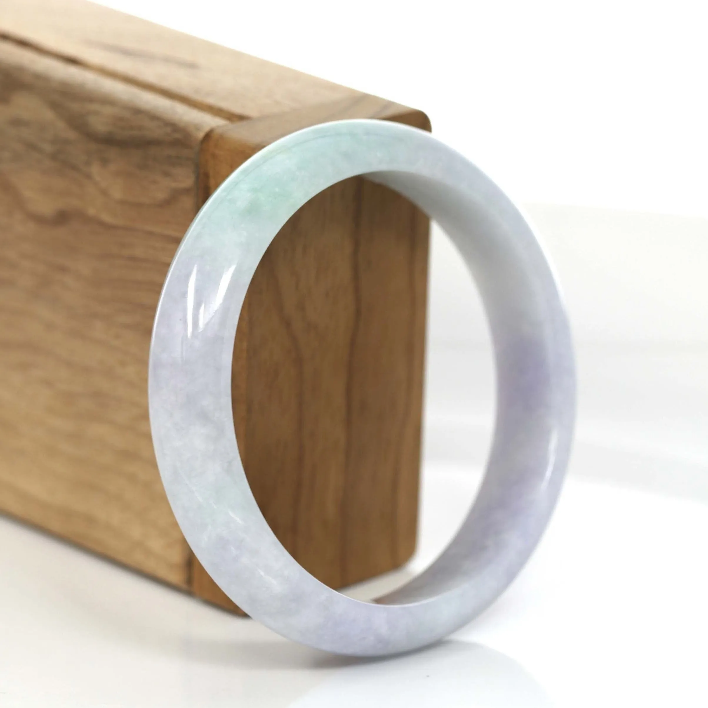 Natural Lavender- Green Jadeite Jade Bangle Bracelet (56.84 mm) #746