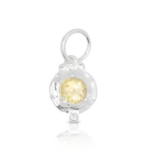 November Citrine Silver Birthstone Necklace Charm