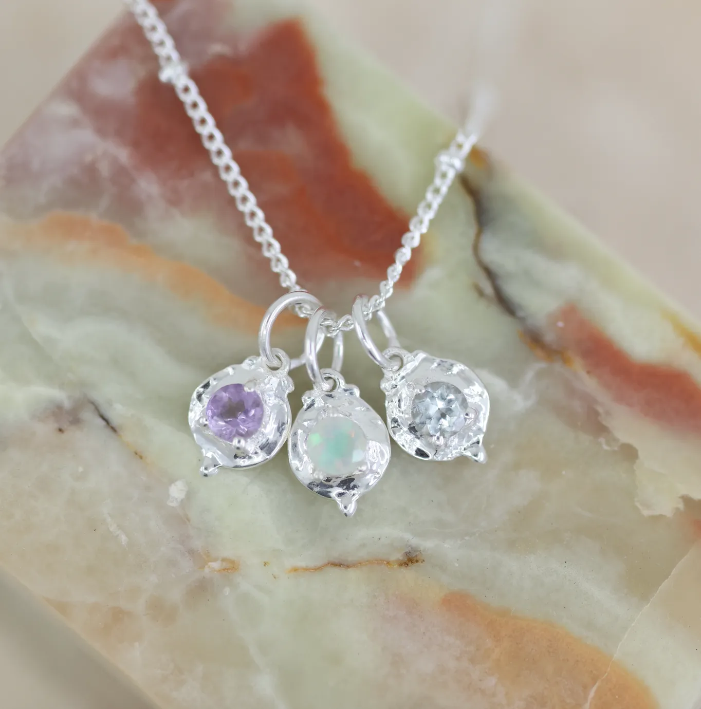 November Citrine Silver Birthstone Necklace Charm
