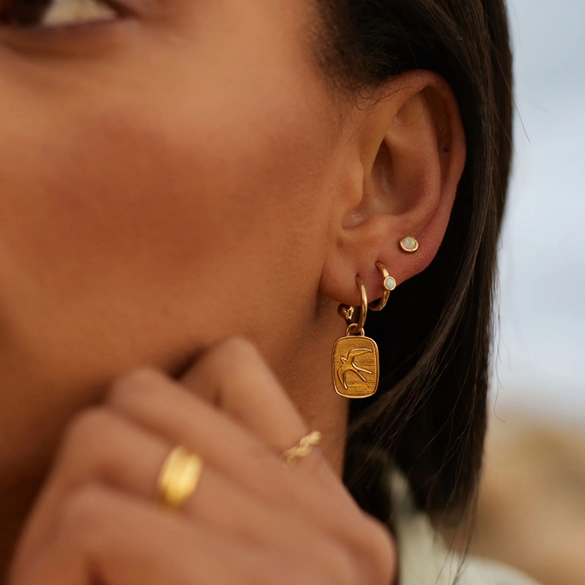 October Opal Birthstone Stud Earrings