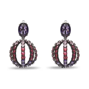 Ombre Cosmos Disco Crystal Birdcage Clip-On Drop Earrings