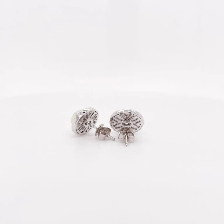 Opal & Diamond Halo Stud Earrings