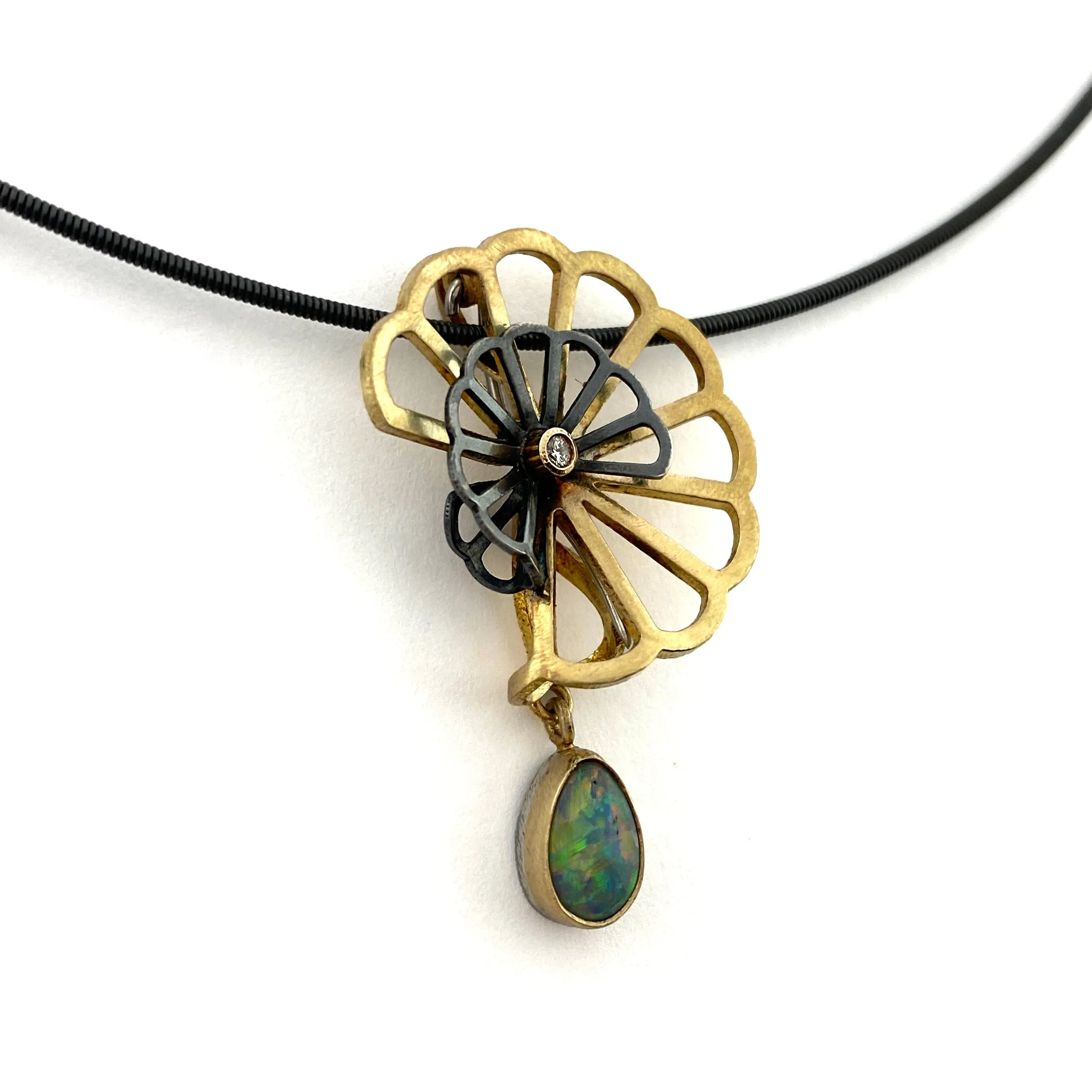 Opal Double Cloud Fold Convertible Pendant and Pin