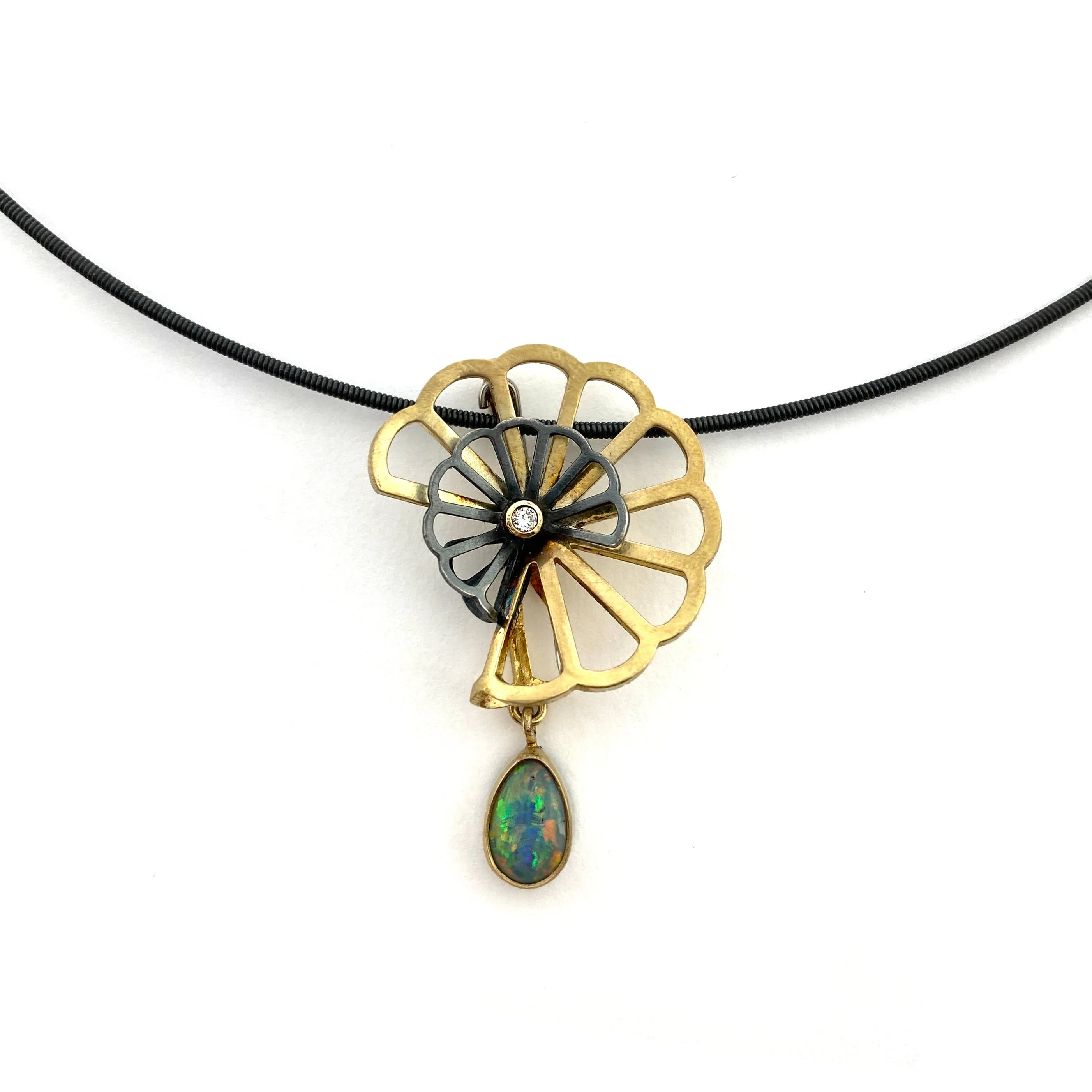 Opal Double Cloud Fold Convertible Pendant and Pin