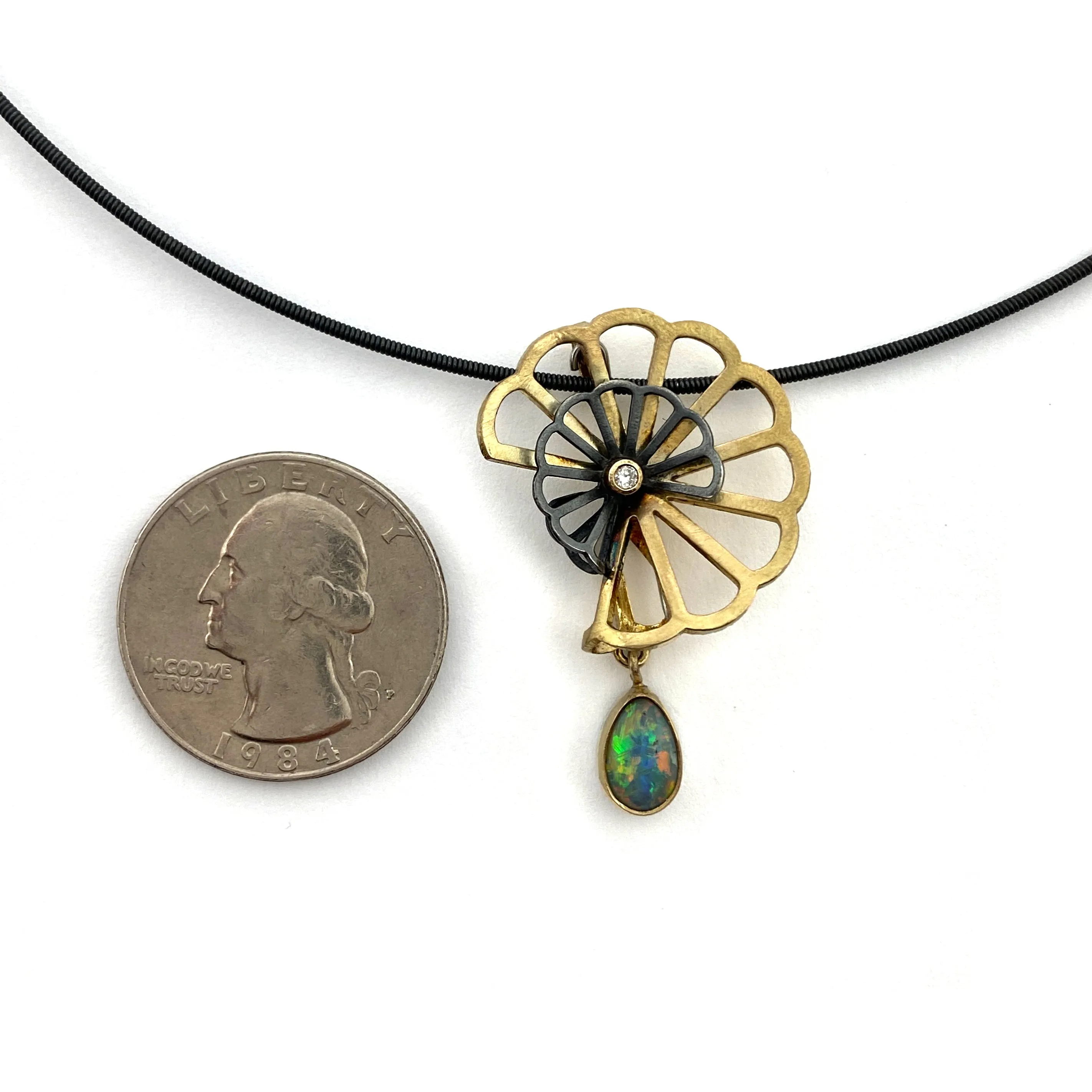 Opal Double Cloud Fold Convertible Pendant and Pin