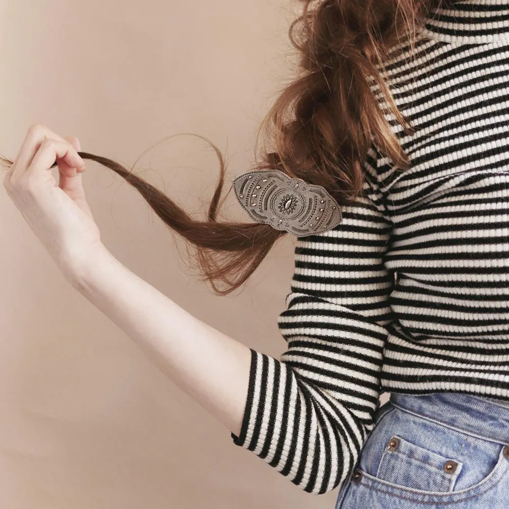 Oval Native Design Hair Barrette