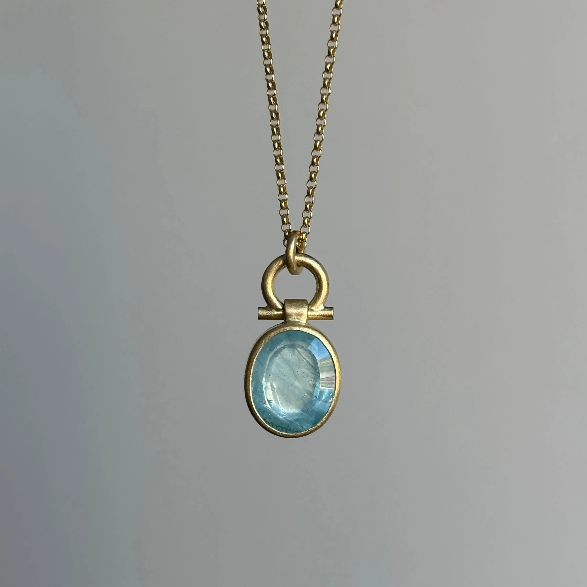 Oval Table Cut Aquamarine Pendant